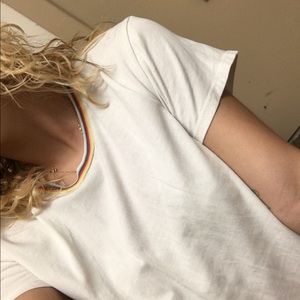 J. Galt white tee with rainbow collar